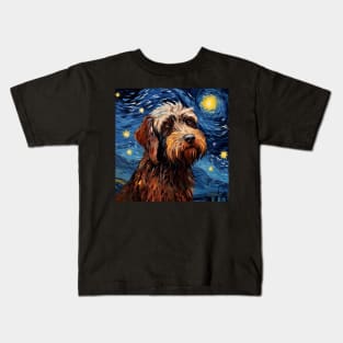 Wirehaired Pointing Griffon Night Kids T-Shirt